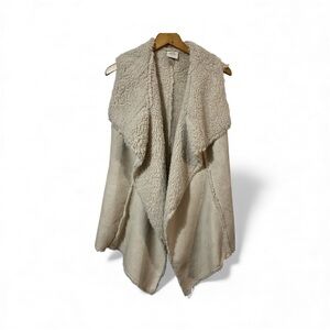 Knox Rose Women's M Cream Shearling Open Front Vest